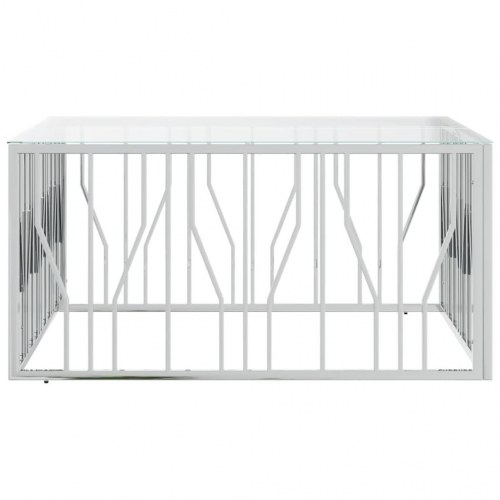 Sofabord 100x100x50 cm rustfrit stål og glas