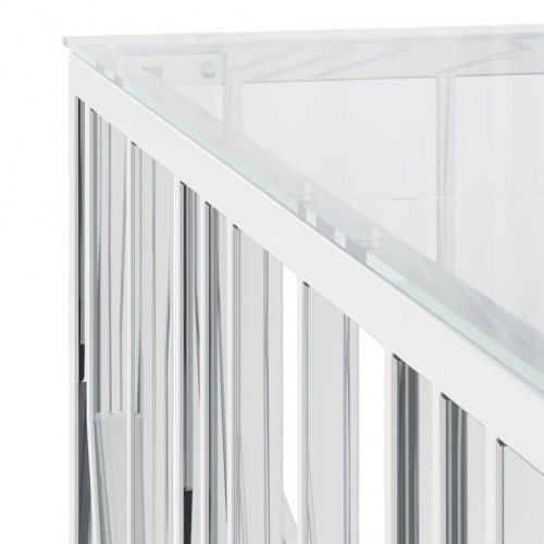 Sofabord 100x100x50 cm rustfrit stål og glas