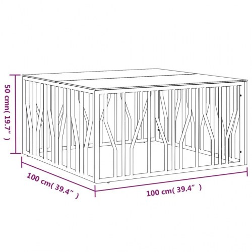 Sofabord 100x100x50 cm rustfrit stål og glas