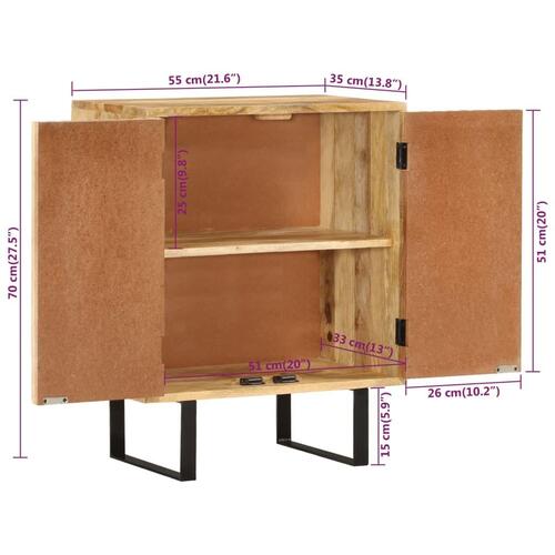 Skænk med 2 låger 55x35x70 cm massivt mangotræ