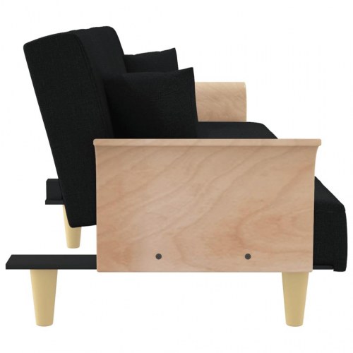 Sovesofa med armlæn i stof - sort, 224 cm