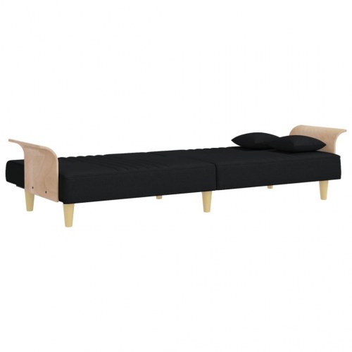Sovesofa med armlæn i stof - sort, 224 cm