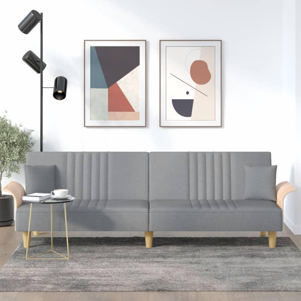 Sovesofa Med Armlæn Stof - Lysegrå