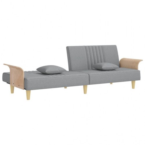 Sovesofa med armlæn i stof - lysegrå, justerbart ryglæn