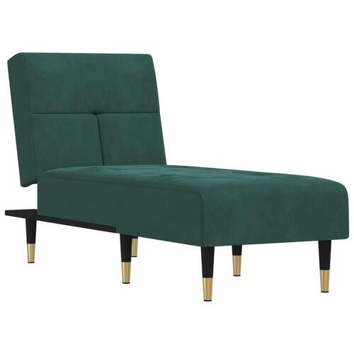 Chaiselong velour mørkegrøn
