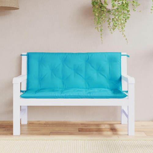 Hynder til havebænk - 2-delt sæt 120×50×7 cm stof, turkis