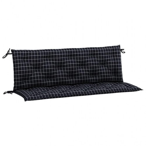 Hynder til havebænk - 2 stk 150 × 50 × 7 cm, stof med sort tern