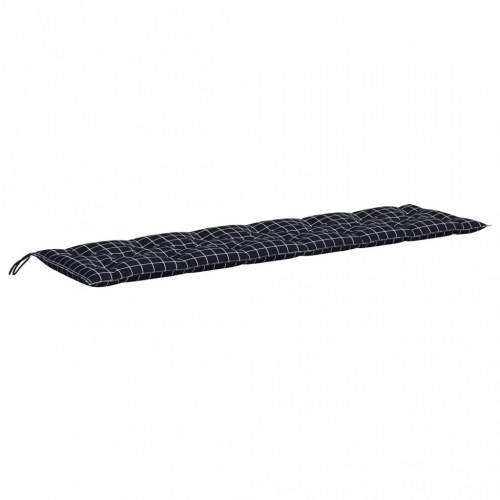 Hynder til havebænk - 2 stk 150 × 50 × 7 cm, stof med sort tern