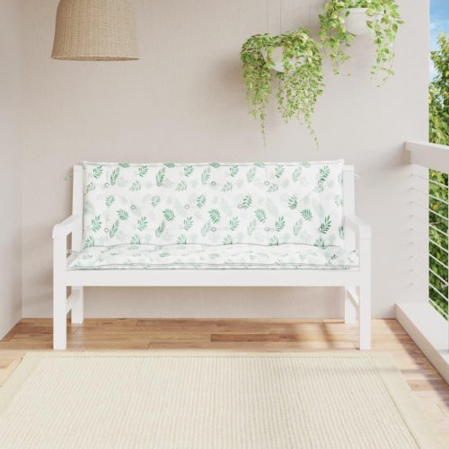 Hynder til havebænk - 2 stk 150×50×7 cm, stof med bladmønster