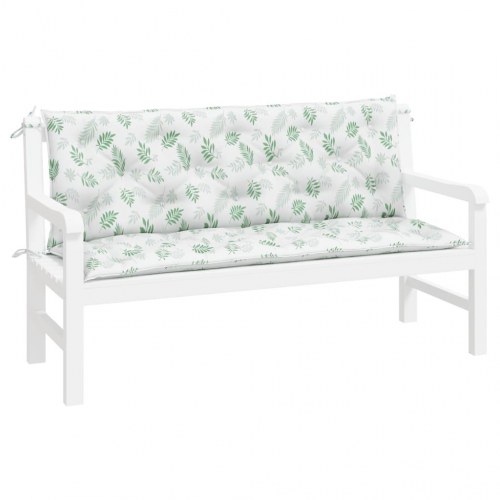 Hynder til havebænk - 2 stk 150×50×7 cm, stof med bladmønster