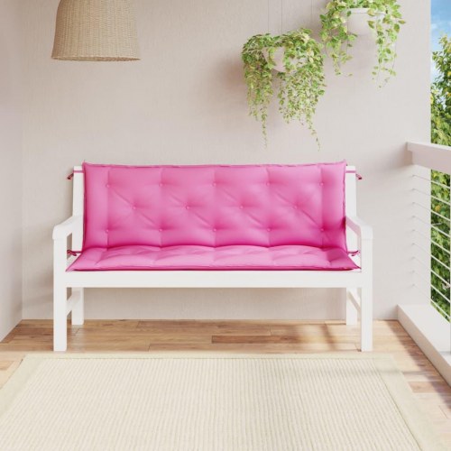 Hynder til havebænk - 2-delt sæt 150×50×7 cm - stof, pink