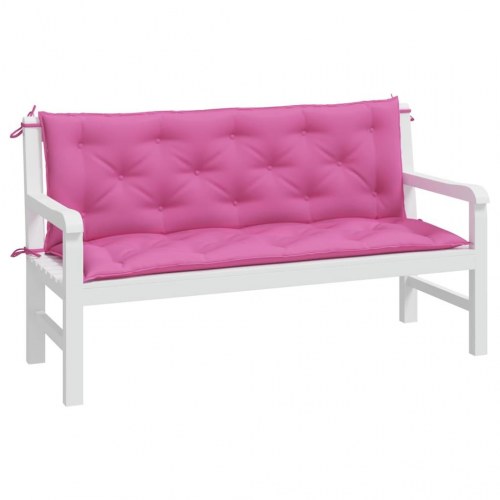Hynder til havebænk - 2-delt sæt 150×50×7 cm - stof, pink