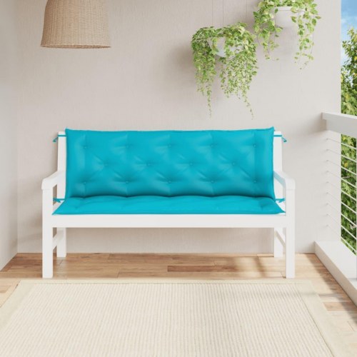 Hynder til havebænk - 2-delt sæt 150×50×7 cm - turkis stof