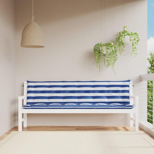 Hynder til havebænk - 2 dele 200×50×7 cm, blå/hvide striber