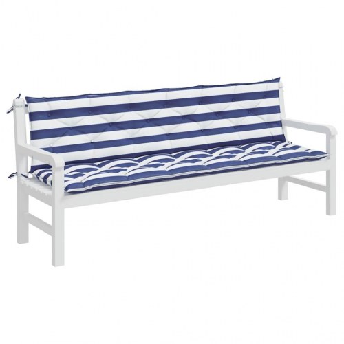 Hynder til havebænk - 2 dele 200×50×7 cm, blå/hvide striber