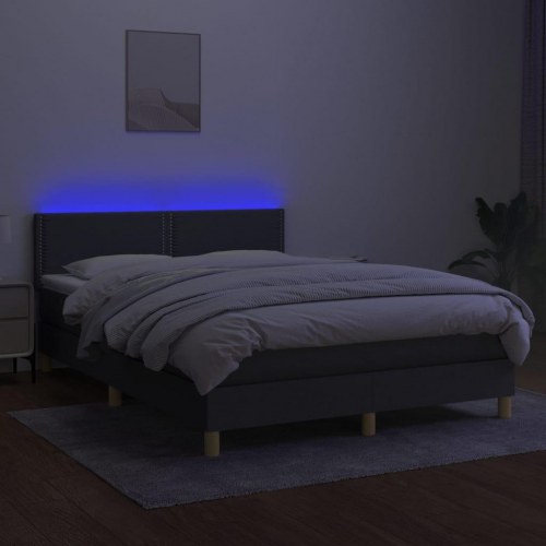Kontinentalseng med LED-lys 140 x 190 cm - stof, mørkegrå