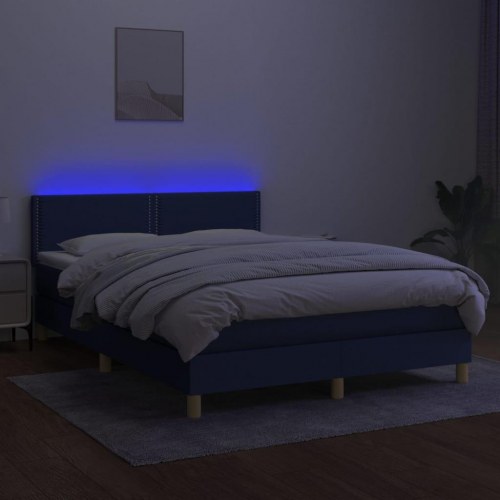 Kontinentalseng med LED-lys 140×190 cm - stof, blå