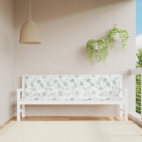 Hynder til havebænk - 2 stk 200×50×7 cm, stof med bladmønster