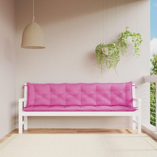 Hynder til havebænk - 2-delt sæt 200×50×7 cm i pink polyester