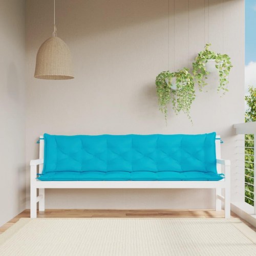 Hynder til havebænk - 2 stk. 200×50×7 cm i stof, turkis