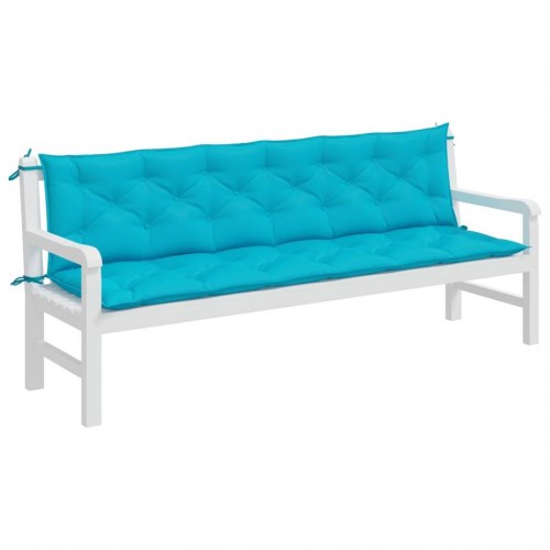 Hynder til havebænk - 2 stk. 200×50×7 cm i stof, turkis