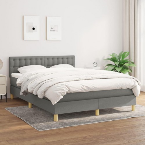 Kontinentalseng med madras 140 x 190 cm - stof, mørkegrå