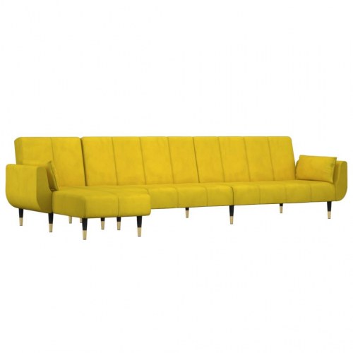 L-formet sovesofa 275x140x70 cm velour gul