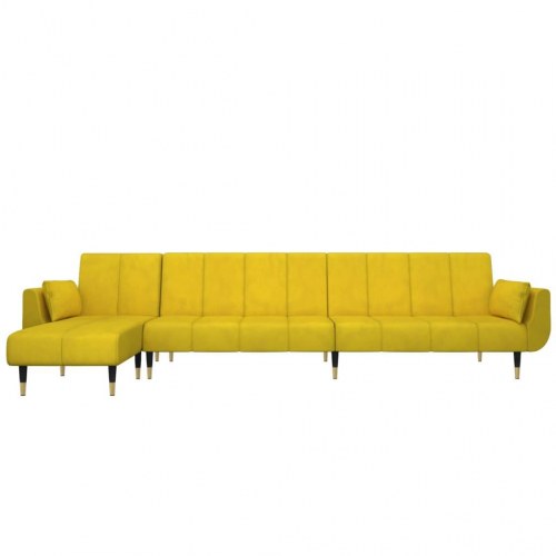 L-formet sovesofa 275x140x70 cm velour gul