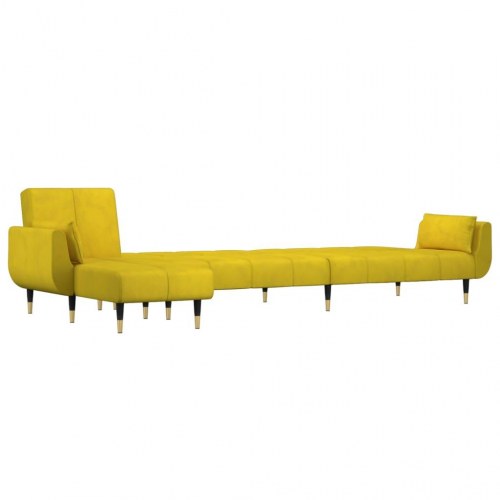 L-formet sovesofa 275x140x70 cm velour gul