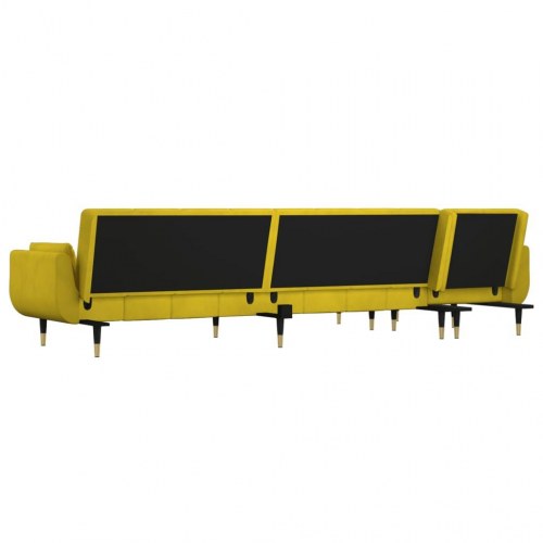 L-formet sovesofa 275x140x70 cm velour gul