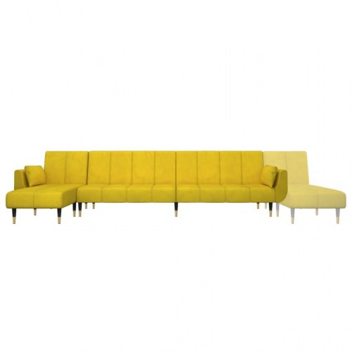L-formet sovesofa 275x140x70 cm velour gul