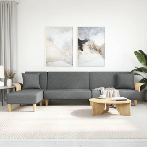 L-formet sovesofa i stof - 279×140×70 cm, mørkegrå