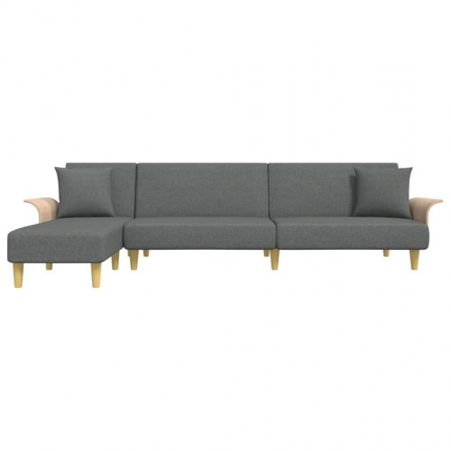 L-formet sovesofa i stof - 279×140×70 cm, mørkegrå