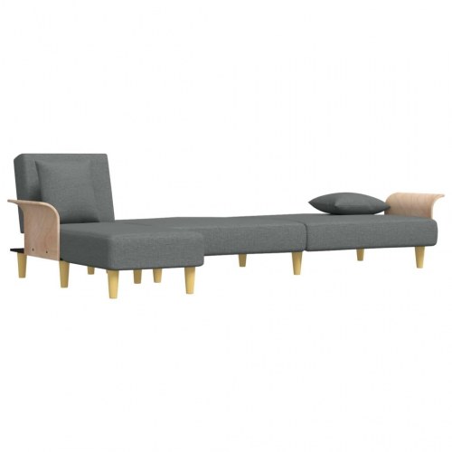 L-formet sovesofa i stof - 279×140×70 cm, mørkegrå