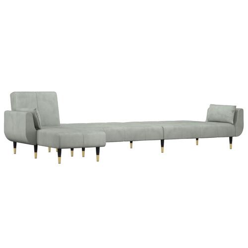 Sovesofa med chaiselong 275x140x70 cm velour lysegrå