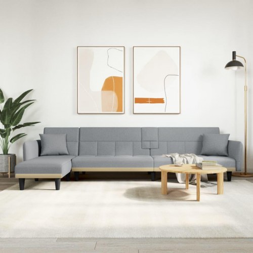 L-formet sovesofa 275x140x70 cm stof lysegrå