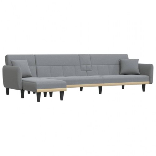 L-formet sovesofa 275x140x70 cm stof lysegrå