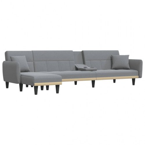 L-formet sovesofa 275x140x70 cm stof lysegrå