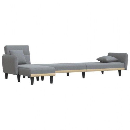 L-formet sovesofa 275x140x70 cm stof lysegrå