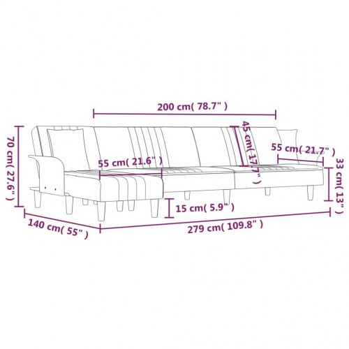 L-formet sovesofa 279x140x70 cm stof mørkegrå
