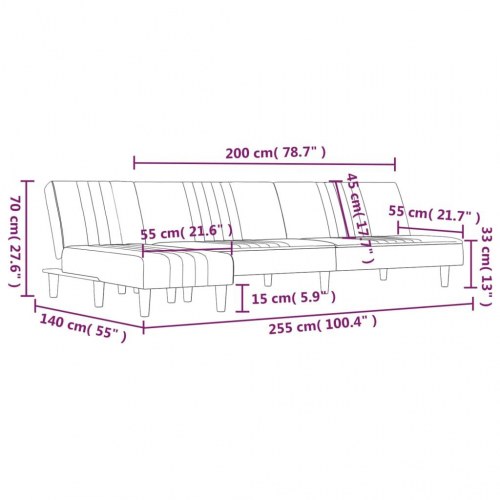 L-formet sovesofa 255x140x70 cm stof mørkegrå