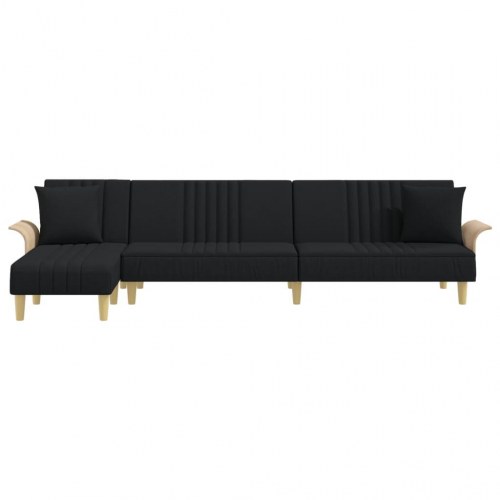 L-formet sovesofa 279x140x70 cm stof sort