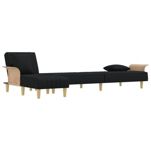L-formet sovesofa 279x140x70 cm stof sort