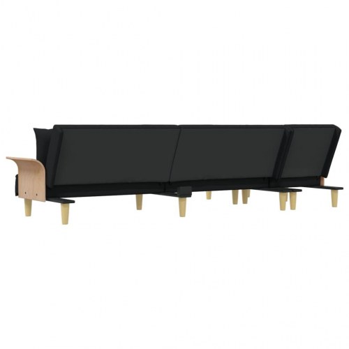 L-formet sovesofa 279x140x70 cm stof sort