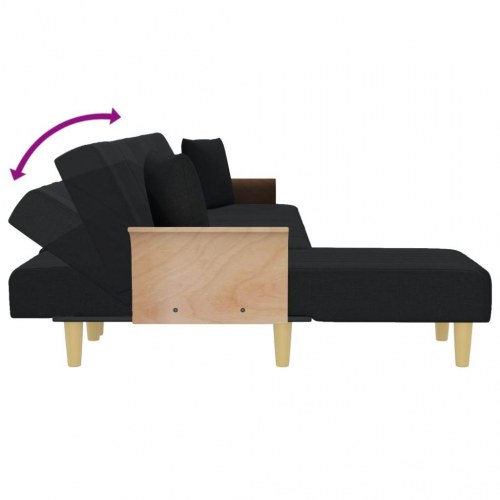 L-formet sovesofa 279x140x70 cm stof sort