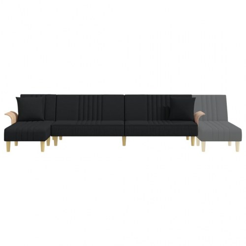 L-formet sovesofa 279x140x70 cm stof sort