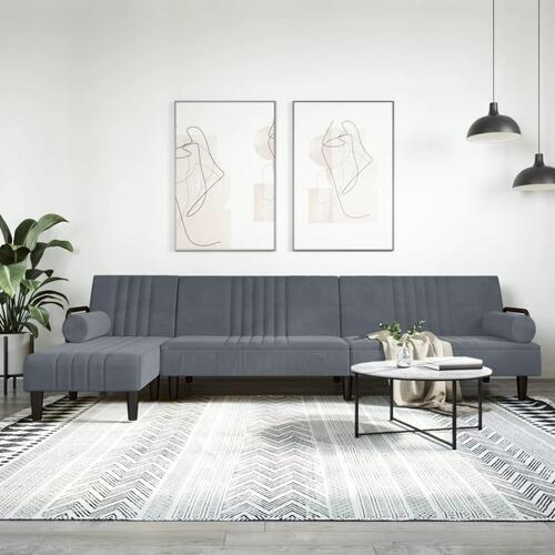 Sovesofa med chaiselong 260x140x70 cm velour mørkegrå