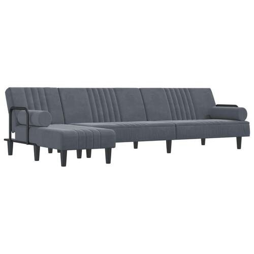 Sovesofa med chaiselong 260x140x70 cm velour mørkegrå