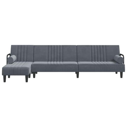 Sovesofa med chaiselong 260x140x70 cm velour mørkegrå