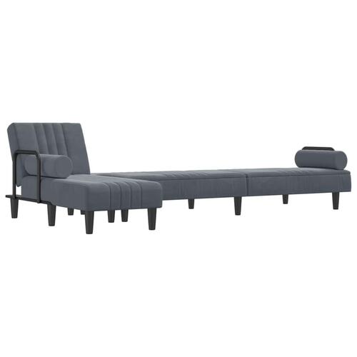 Sovesofa med chaiselong 260x140x70 cm velour mørkegrå